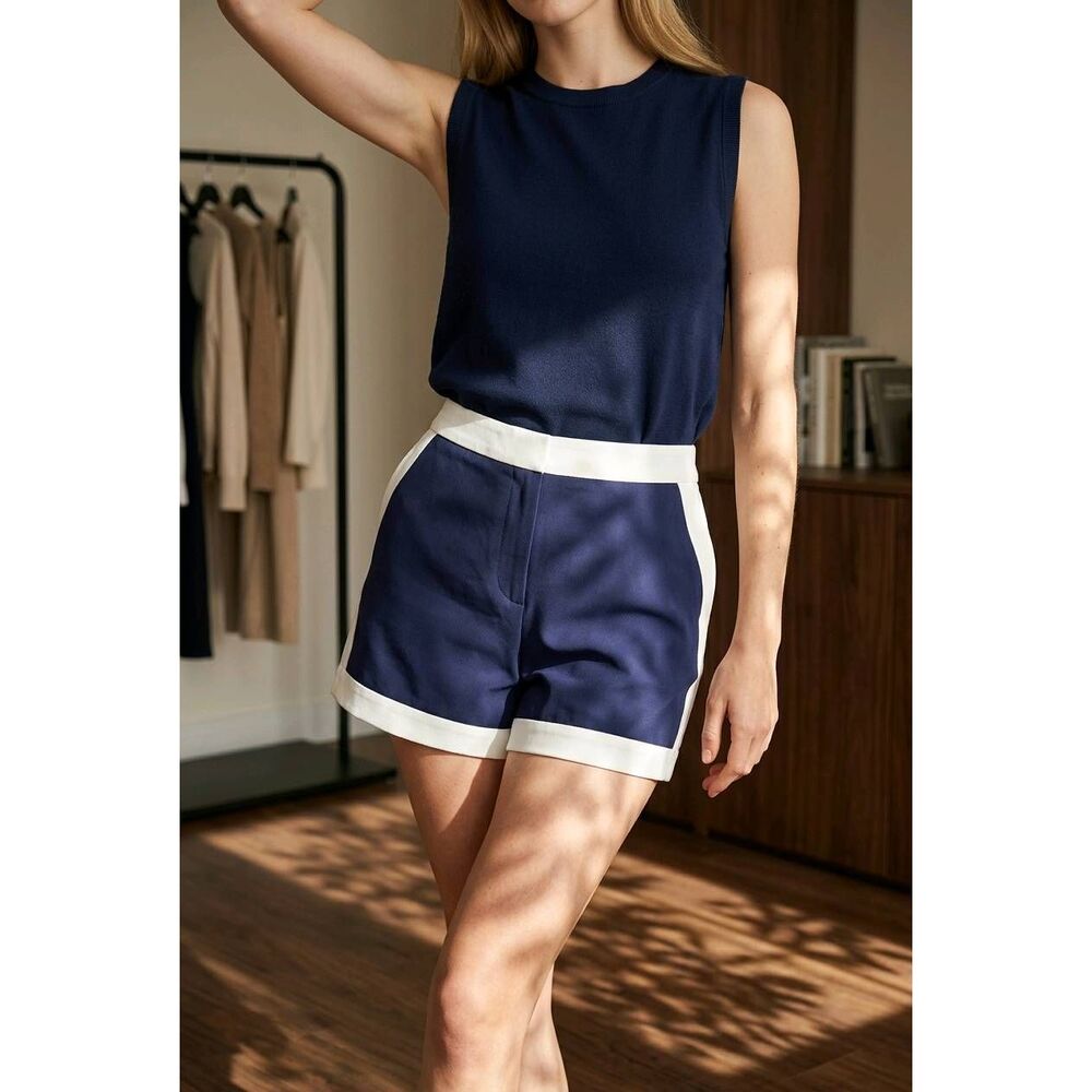 🔺️Dalia Cream & Blue Dressy Shorts Size 10